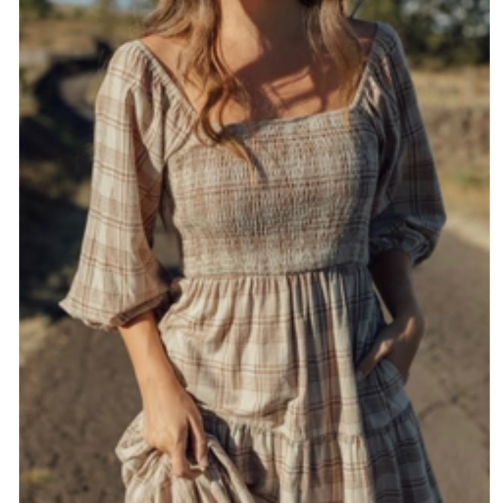Plaid Smocked Dress w Pockets